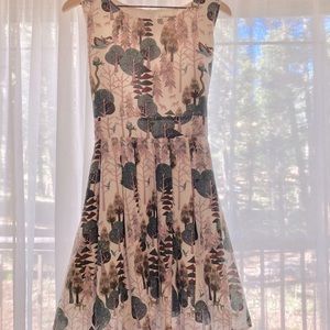 Forest print fit and flair dress